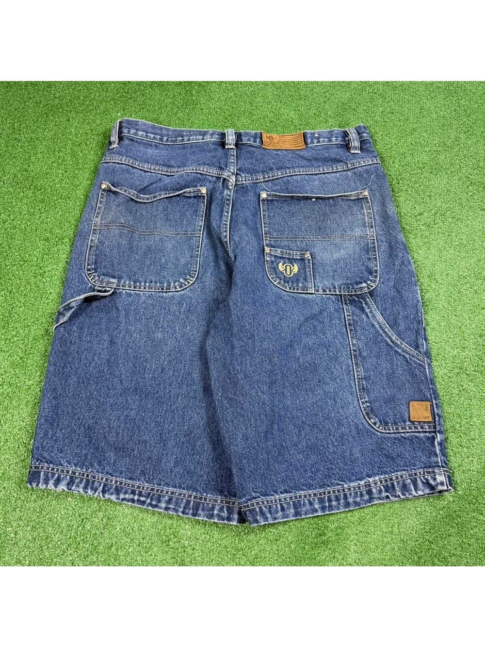 Outkast Carpenter Denim Shorts Baggy Workwear 36x12 Y2K Hip Hop Embroidered